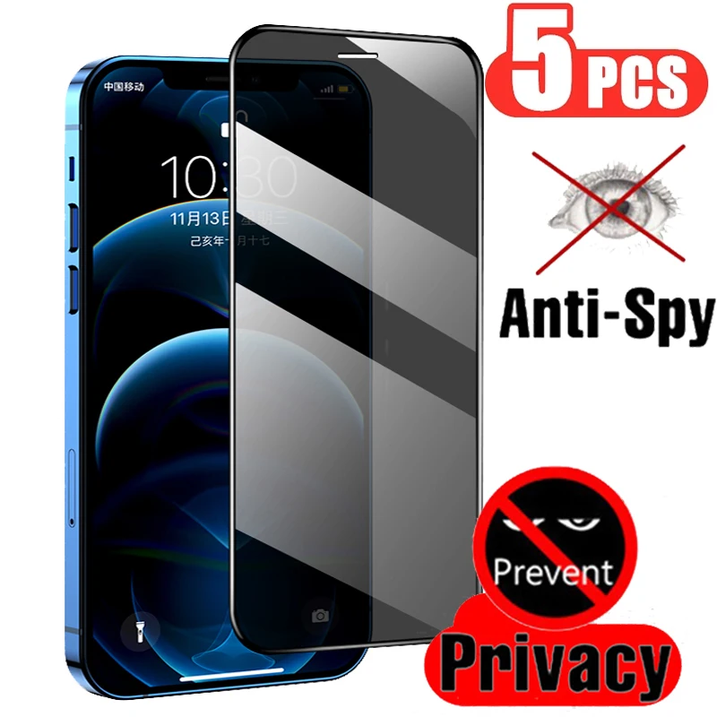 

1-5Pcs Privacy Screen Protectors For iPhone 11 12 14 13 Pro Max Anti-spy Protective Glass For iPhoneX XS XR 6 7 8 Plus SE Glass