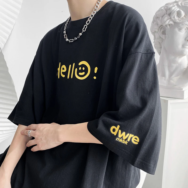 

Cartoon smiling face printed Short Sleeve T-Shirt New Summer Cotton loose