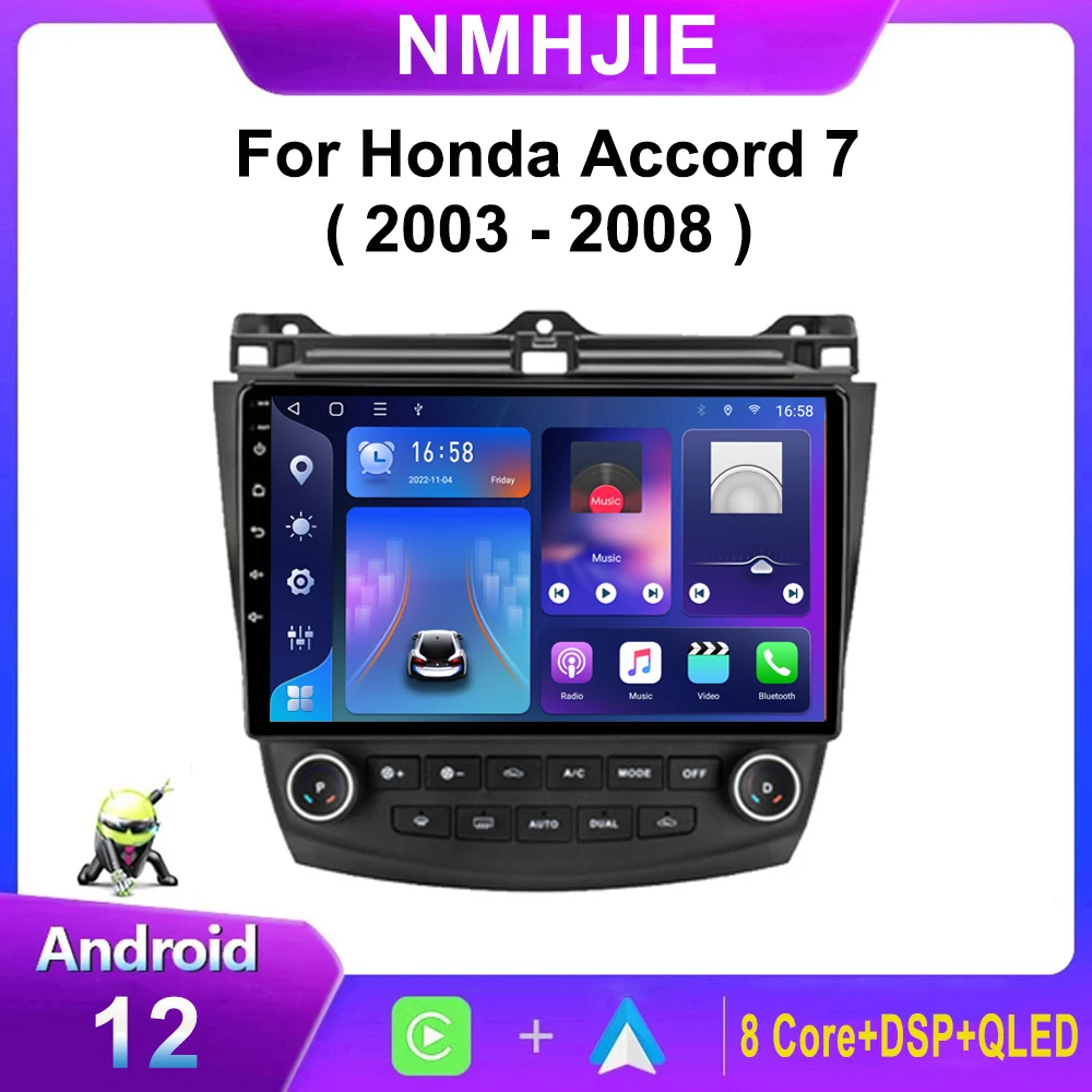

10.1 Inch Car Radio Multimedia Video Player Navigation GPS Carplay 4G Android 12 Head Unit 2Din For Honda Accord 7 2003-2008