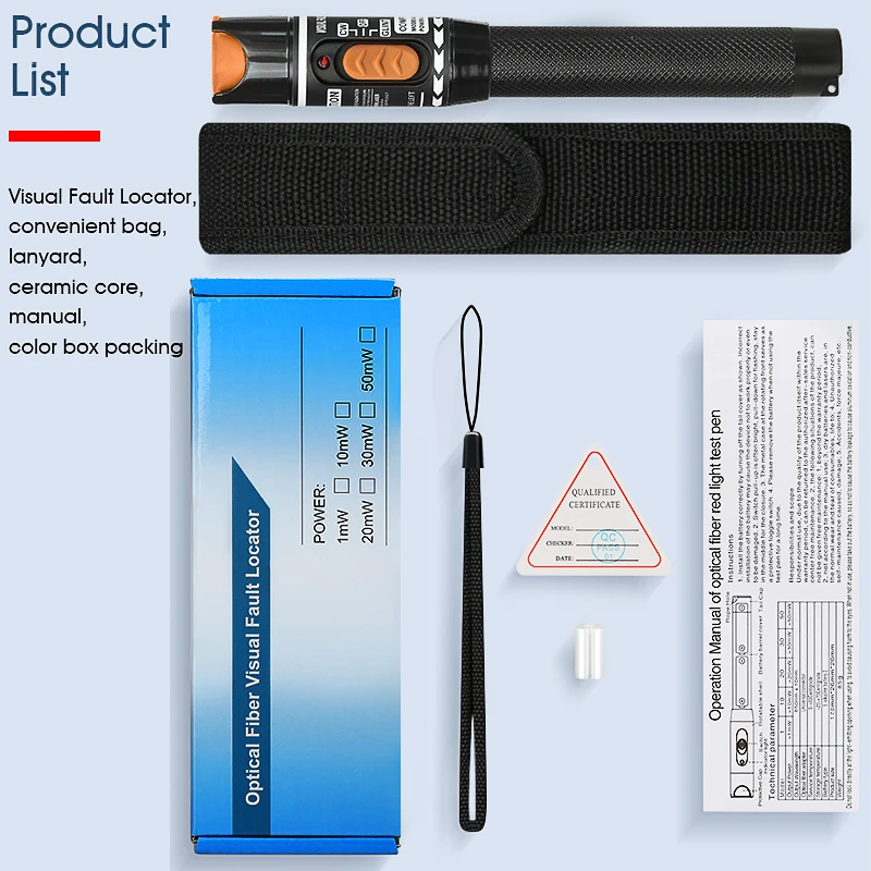 COMPTYCO FTTH Fiber Optic Tester Pen Type Red optical fiberLight 10MW Visual Fault Locator Optical Cable Tester