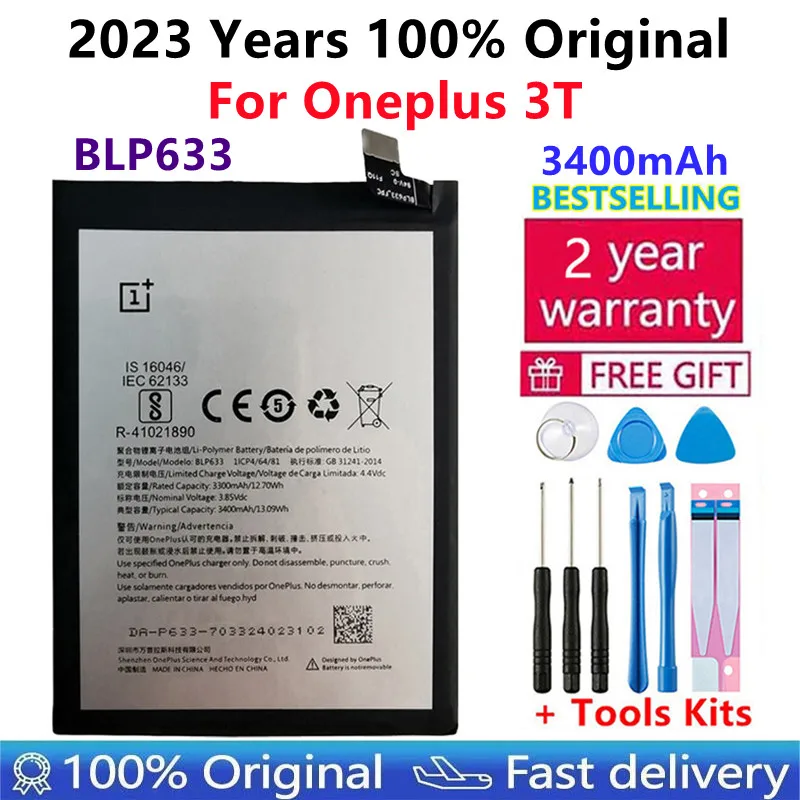 

100% Original New High Quality BLP633 3400mAh Replacement Battery For OnePlus 1+ 3T One Plus 3T Three T Batteries