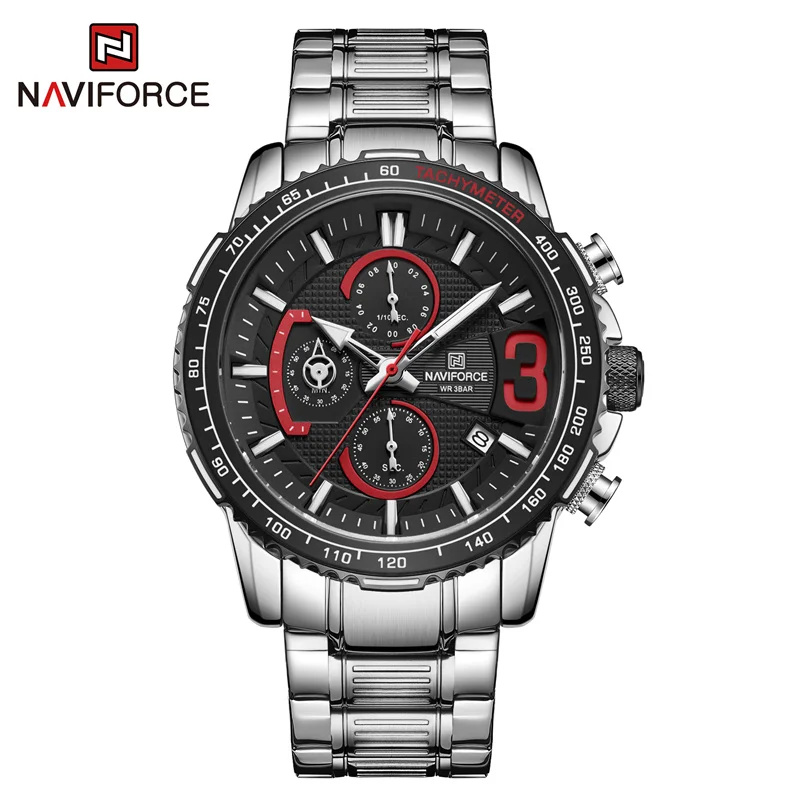 

NAVIFORCE Watches Male Military Sport Stainless Steel Waterproof with 3 Small Dials Calendar Luminous Watches Relogio Masculino
