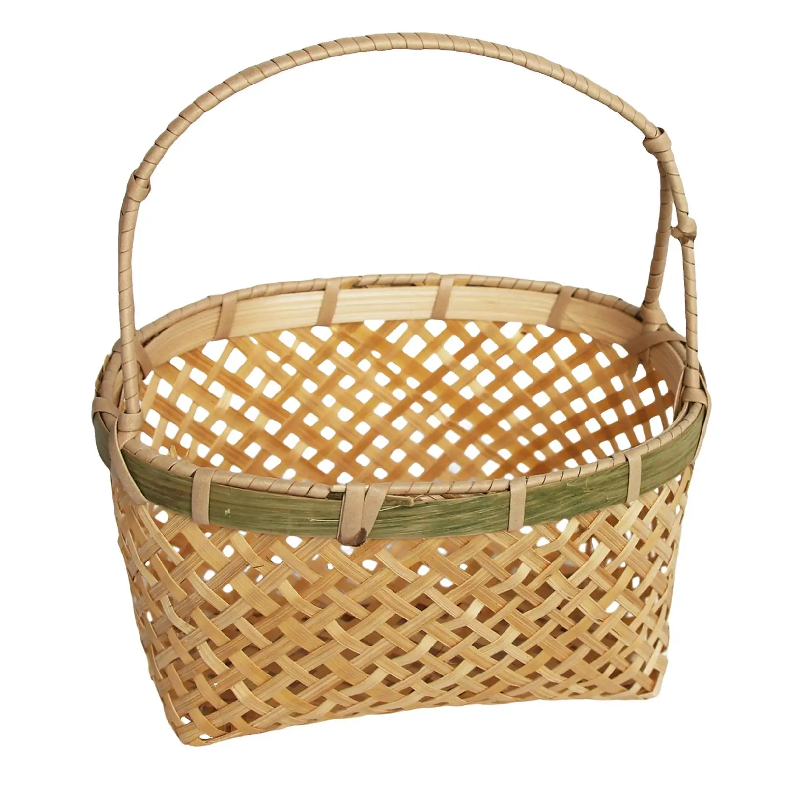 

Бамбуковая плетеная ручная корзина для цветов, ручная прочная легкая многофункциональная ручная корзина небольшого размера, 14 × 7 см