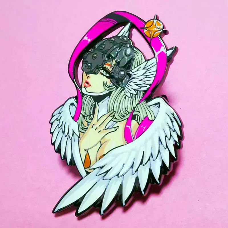 

Anime Digimon Angemon Angewomon Brooches Enamel Pin Brooch Badge Lapel Pins Hard Metal Alloy Jacket Decoration Ornaments Jewelry