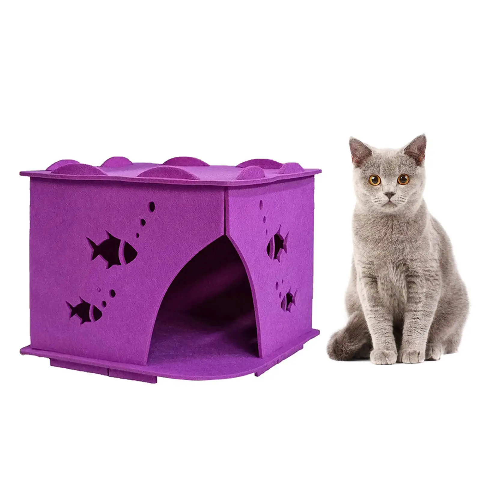 

Thick Felt Cat Tent Bed Foldable Pet House Bed Portable Kitten House Bed Strong And Non-deformable Large Tent House For Small