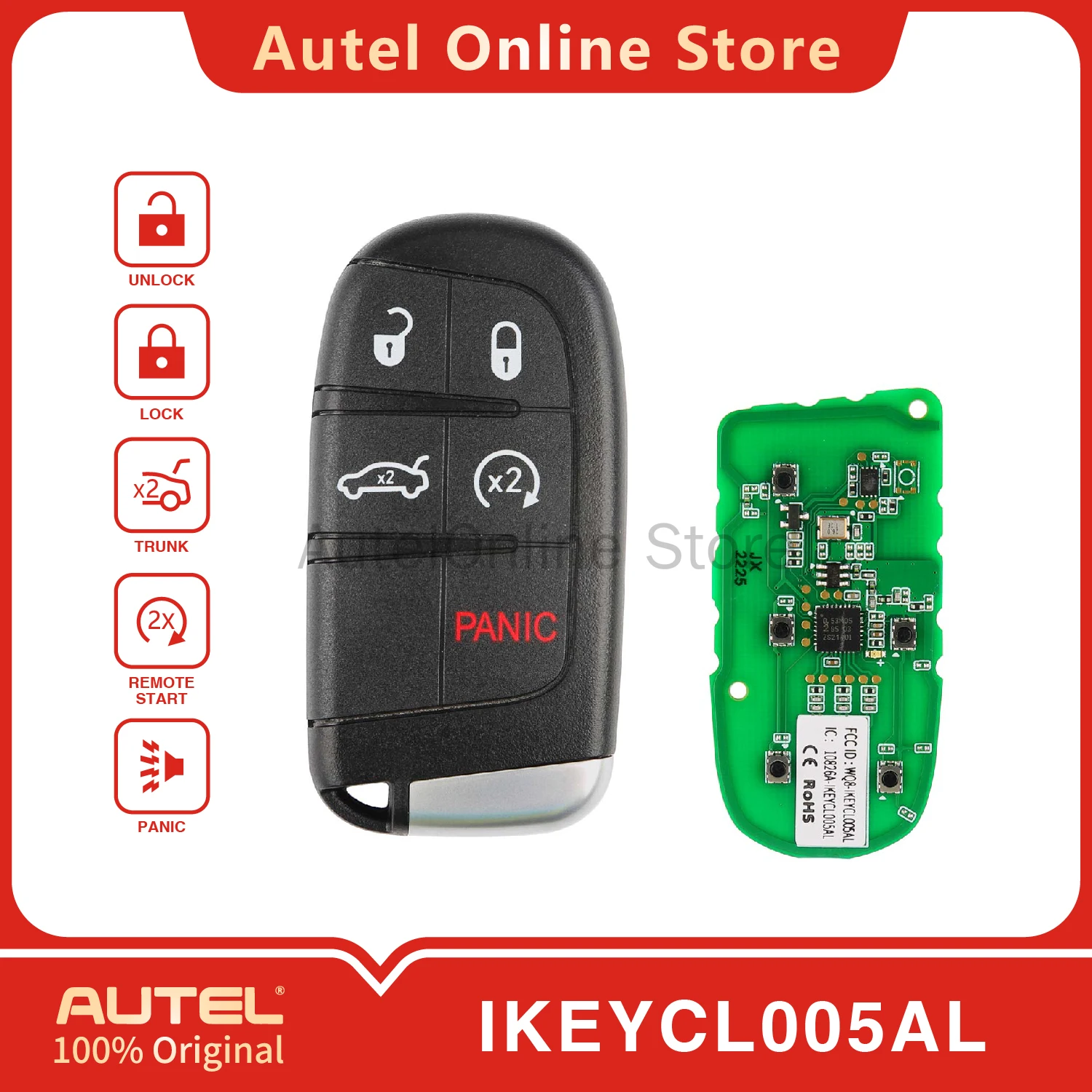 

AUTEL IKEYCL005AL 5-кнопочный универсальный интеллектуальный дистанционный ключ для KM100/IM508/IM608