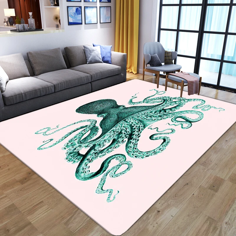 Cartoon Octopus 3D Carpets For Home Living Room Area Rug Soft Flannel Bedroom Decor Bedside Sofa Anti-slip Lounge Floor Door Mat