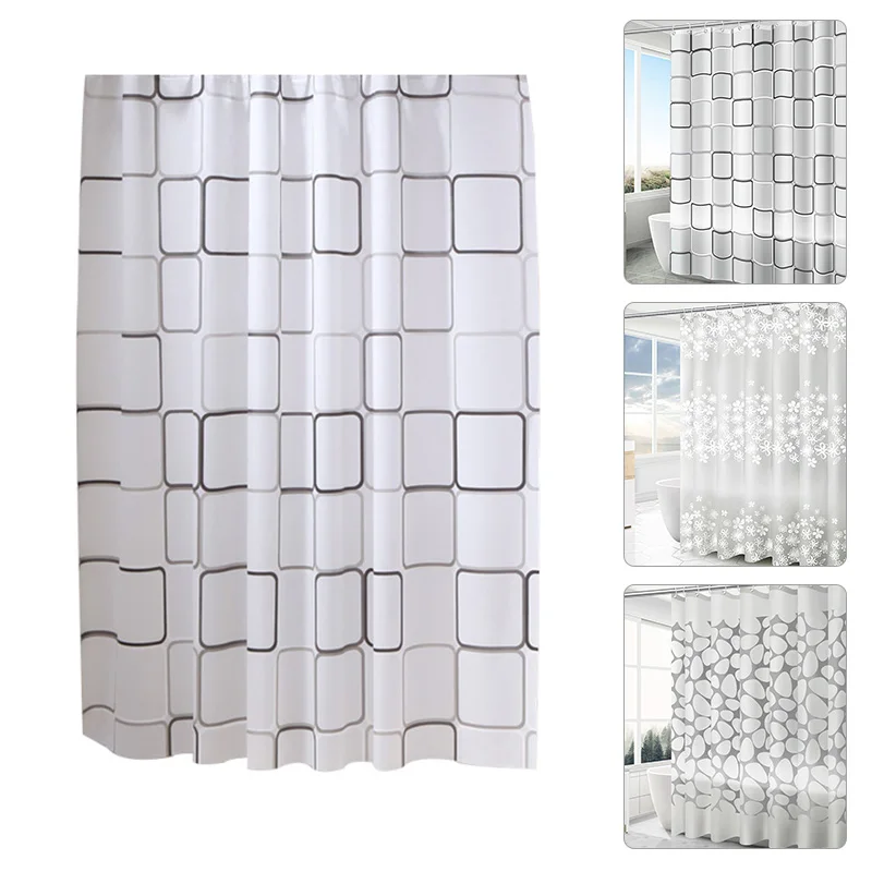 

1Pc Shower Curtain With Hooks Mildew Proof Translucent Bathroom Curtains Peva Waterproof Shower Curtain Plastic Curtain