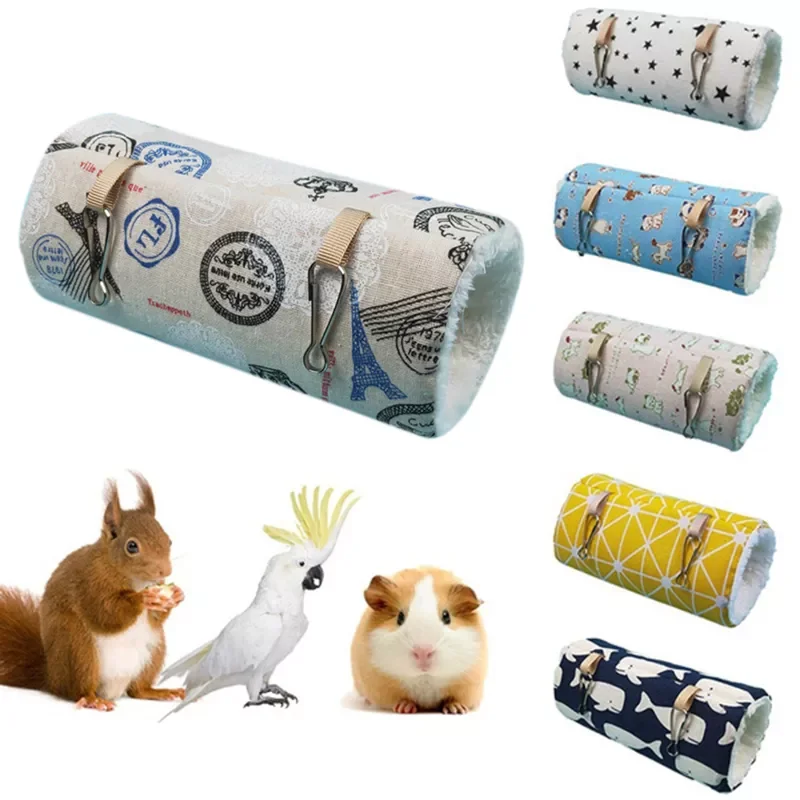 

2022Hammock Tunnel For Small Animal Chinchilla Warm Plush Bed Hideout Cage Nest Hamster Sleeping Bed Small Pets Supplies