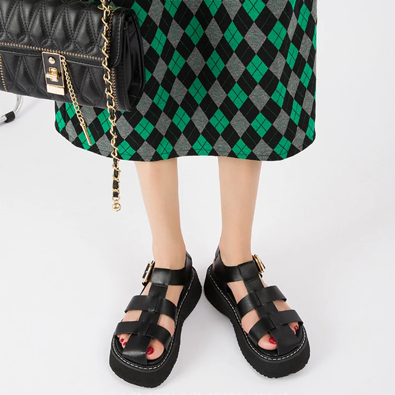 

Women'S Shoes 2022 Spring Summer Thick Sole Leather Shoes Women'S Heightening Baotou Braided Roman Beach Women'S Sandals