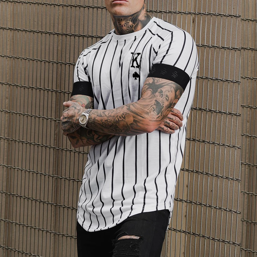 

2022 Men's T-Shirts Latest Summer Brand Fashion Mens Striped Letters Print Oversized T-Shirts Tops Street Trends