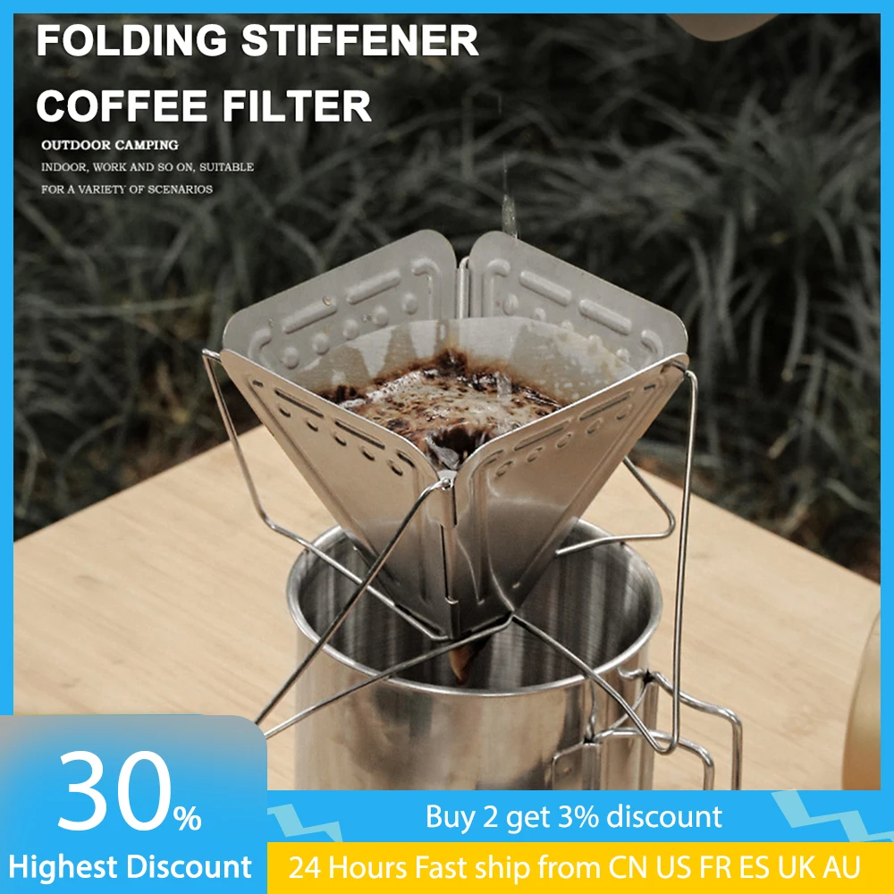 

Folding Portable Coffee Drip Rack Hand Punch Coffee Filter Cone Stand Outdoor Camping Stainless Steel Holder Drink Cup Dripper