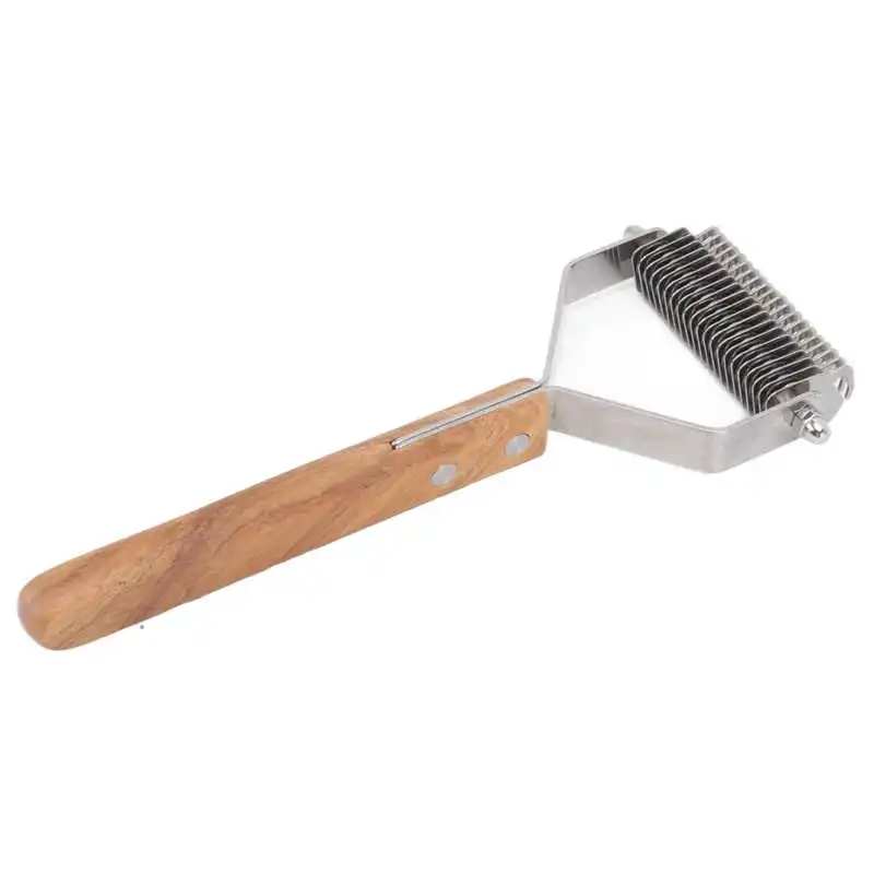

Dog Deshedding Brush Pet Undercoat Rake Double Row for Grooming