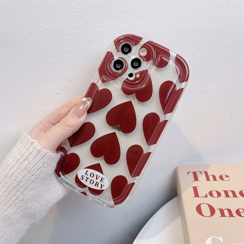 Wine Red Love Phone Case For iPhone 14 13 12 11 Pro XS MAX XR 7 8 Plus Mini SE2020 Silicone Cover Cases