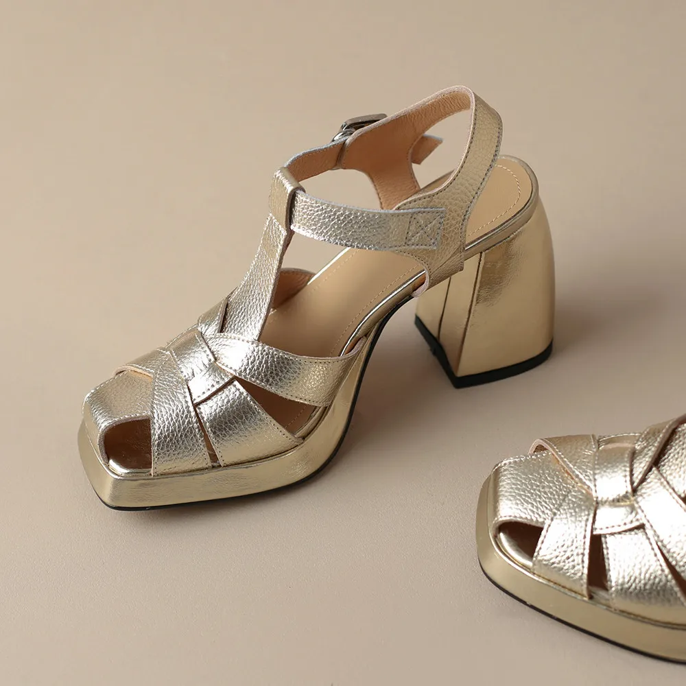 Aucegi Модные женские элегантные сандалии на высоком массивном каблуке летние