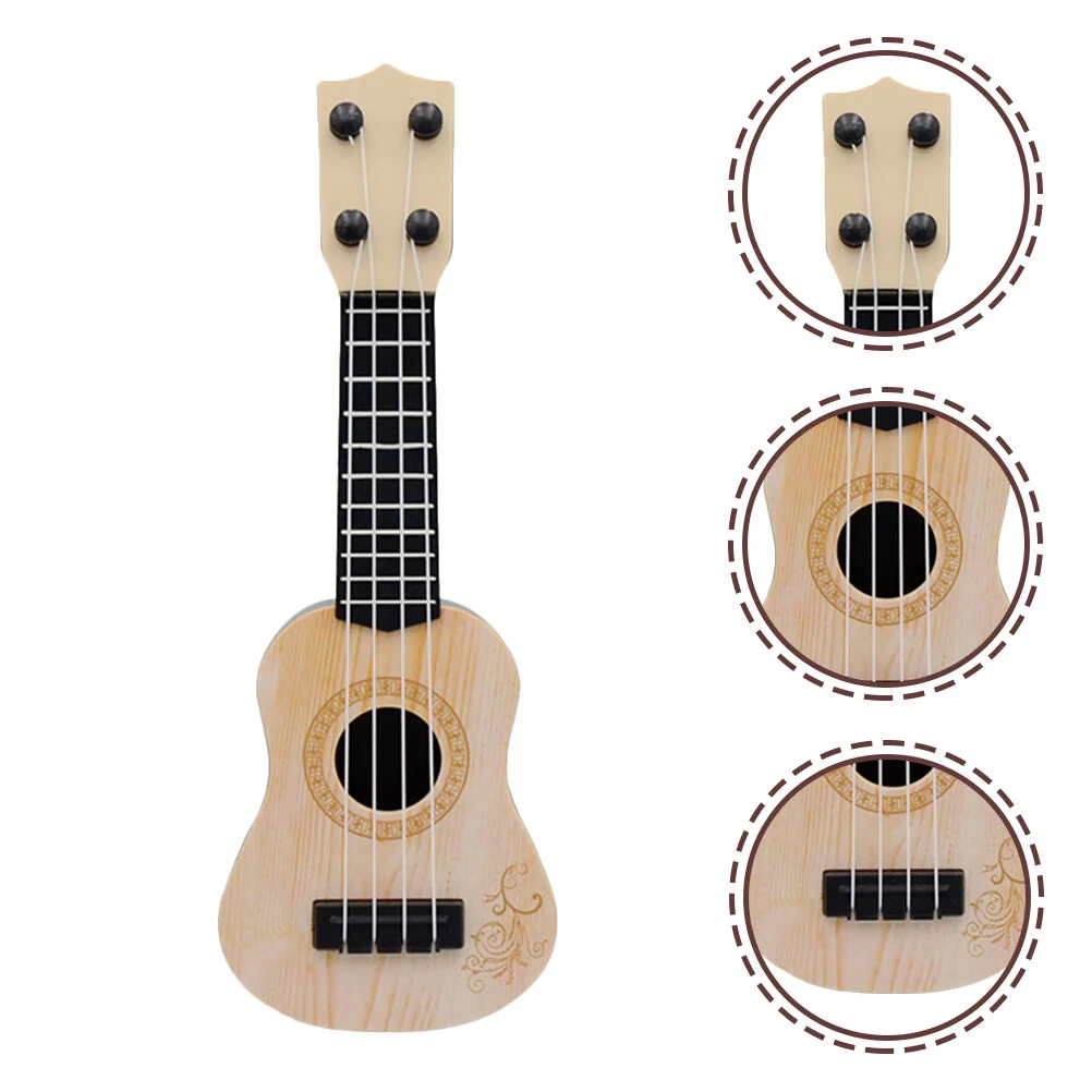 

Kids Wooden Toy Guitar Wooden Toy 4 Strings Children Musical Instruments Educational Learning for Kids Toddler Beige