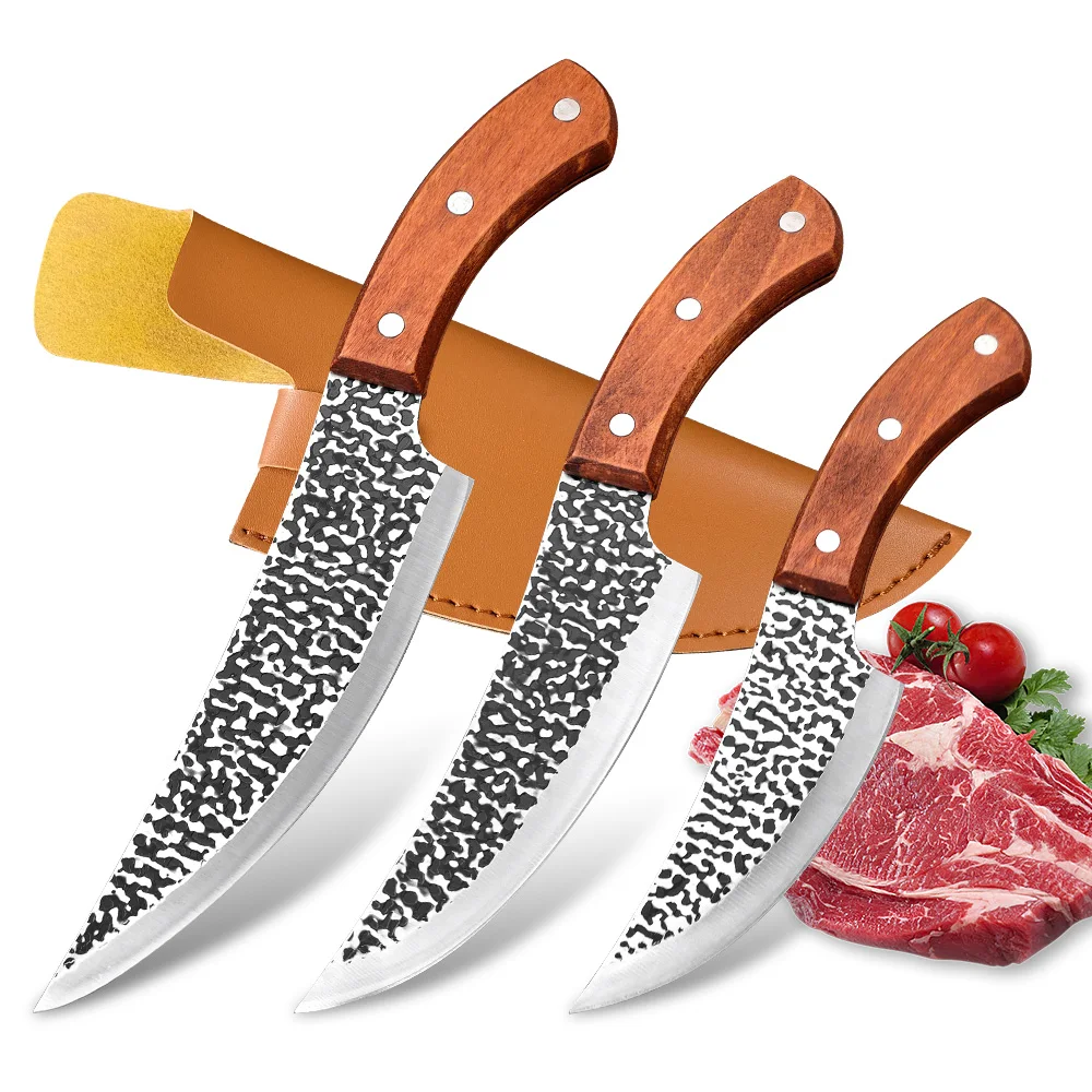 

Kitchen Butcher Knife Knife with Cover Meat Cleaver Hunting Knifes Boning Cleaver Handmade Forged 5Cr15Mov Steel Boning Knife