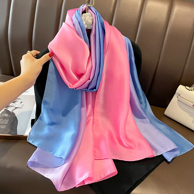 

Fashion Dustproof Beach Towel 180X90CM 2024 Style Bandanna Luxury Satin Finish Big Shawls Popular Print Sunscreen Silk Scarves