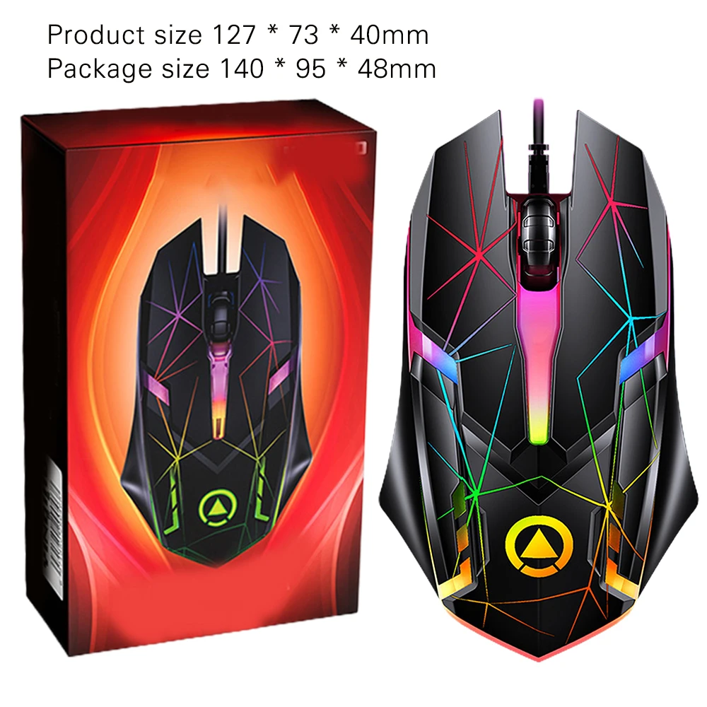 

2400DPI USB Wired Gaming Mouse Optical Computer Mouse for PC Laptop 3 Keys Ergonomic Mice Led Light Night Glow Mechanical Mouse