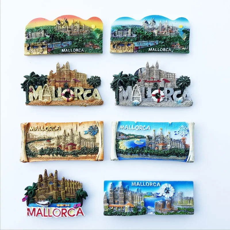 

Mallorca magnet refrigerator paste tourism Memorial decoration craft jewelry Spanish resin three-dimensional color painting home