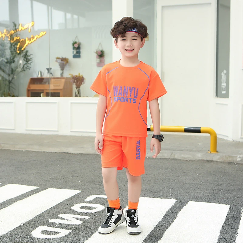 

Boy Clothes Dress For Girls Summer Clothes Short-Sleeved Shorts Two-piece Suit Quick- Drying Sweat-Wicking Sports Ball