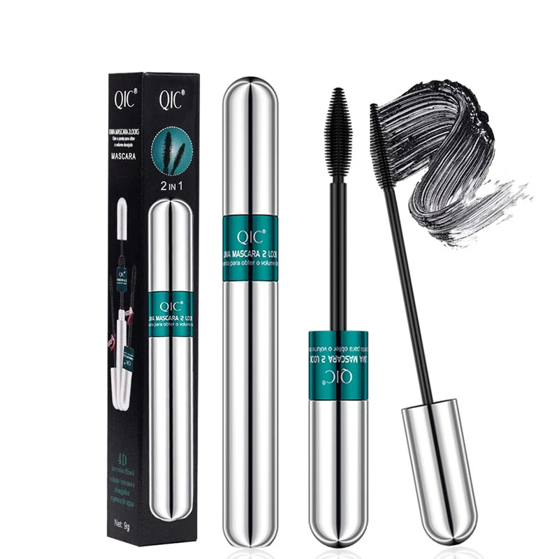 

1PCS 2in1 Natural Bushy Dual-use Double Stack Brush Head Waterproof Mascara 4D Long Slender Thick Eyelashes Curly Lashes Set