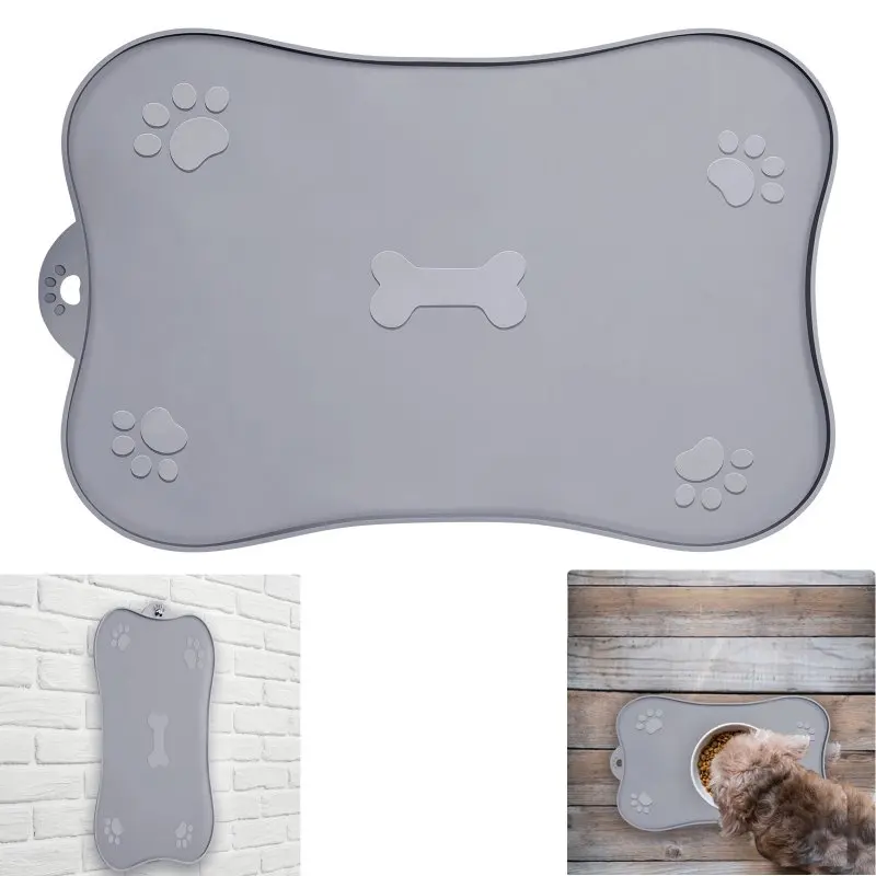 

Silicone Pet Dog Mat for Food and Water Raised Edges to Prevent Spillage Waterproof Dog Feeding Mat Easy-clean Placemat for Dogs