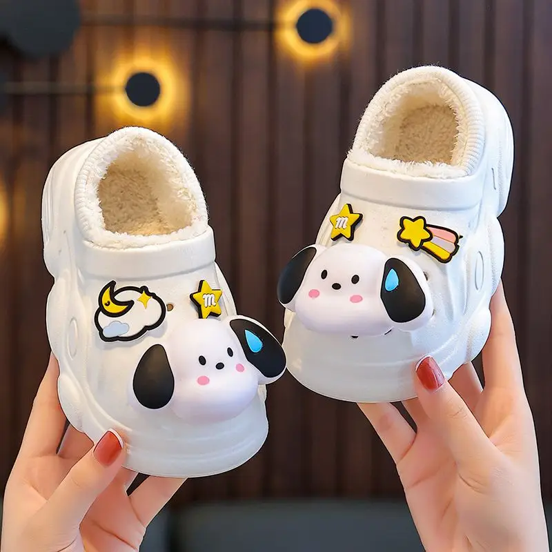 

Kawaii Sanrio аниме каблук обернутые хлопковые тапочки понравило милые детские утолщенные сохраняют тепло мягкая толстая подошва обувь для мальчиков девочек Подарки