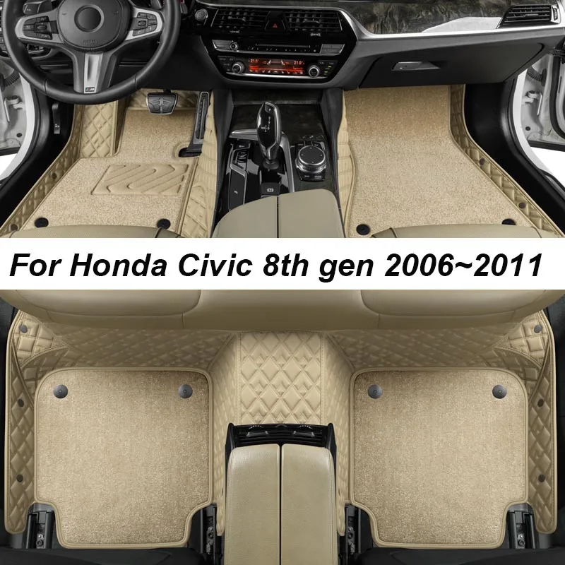 

Custom Luxury Floor Mats For Honda Civic 8th gen 2006~2011 NO Wrinkles Car Mats Accessories Interior Replacement Parts Full Set