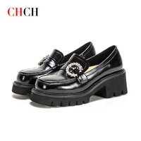 chch 2022 new womens cowhide high heeled loafer shoes corrective shaping balance fashion thick soled womens mary jane shoes
