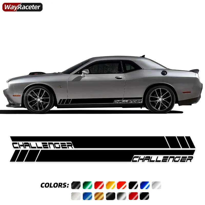 

2 Pcs Racing Sport Door Side Stripes Skirt Sticker For Dodge Challenger SXT SRT HELLCAT Demon Accessories