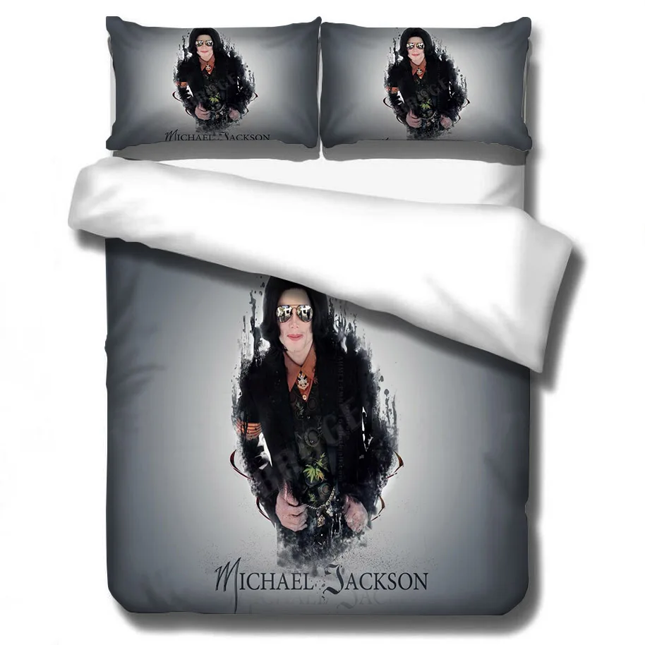 

Home Textile Queen King Size Adults Super Star Pillowcase Michael Jackson Cartoon 3D Print Comforter Bedding Set Duvet Covers