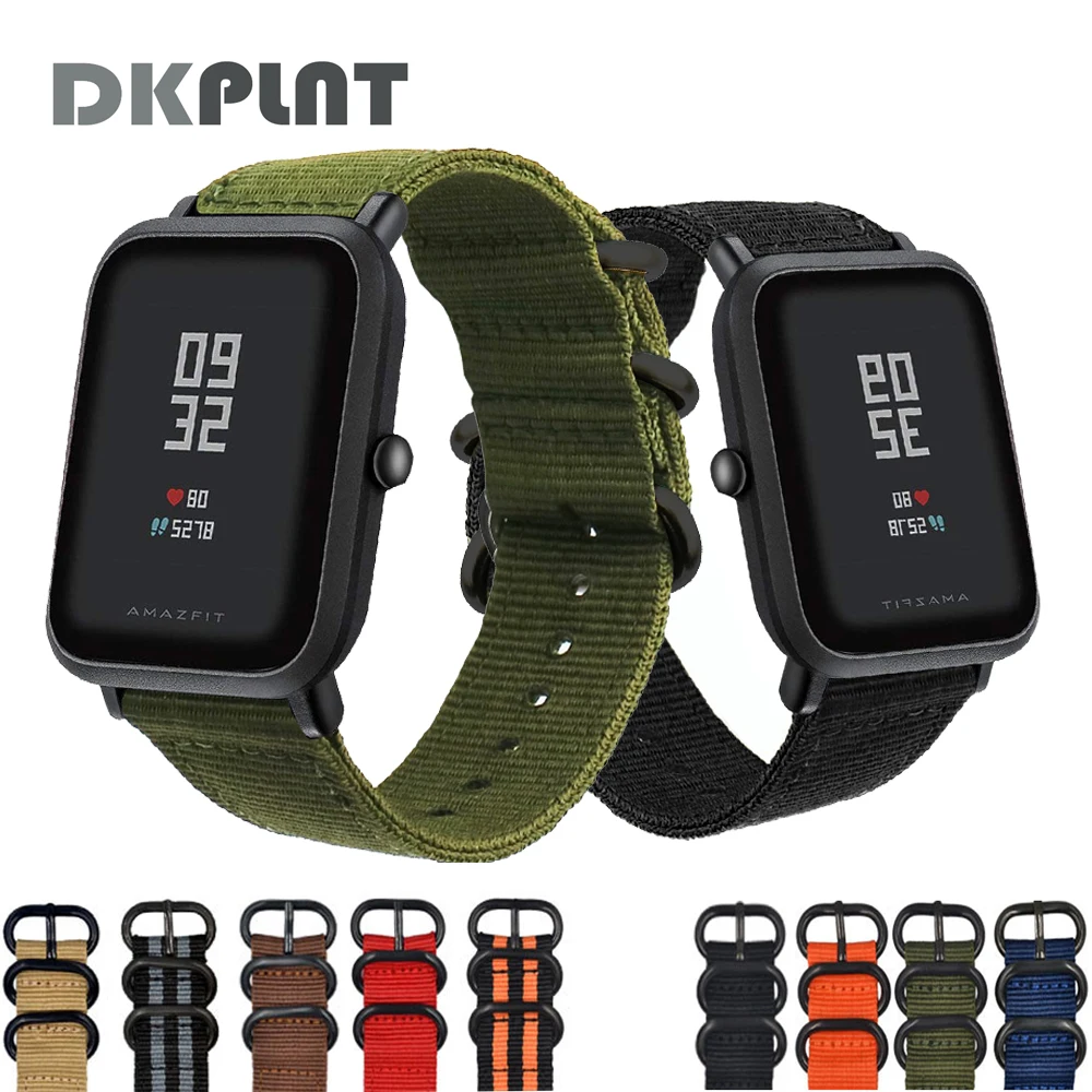 

Цветной нейлоновый ремешок для часов DKPLNT, сменный ремешок для Amazfit Bip, Xiaomi, Huami, Amazfit, браслет, Huami, 20 мм
