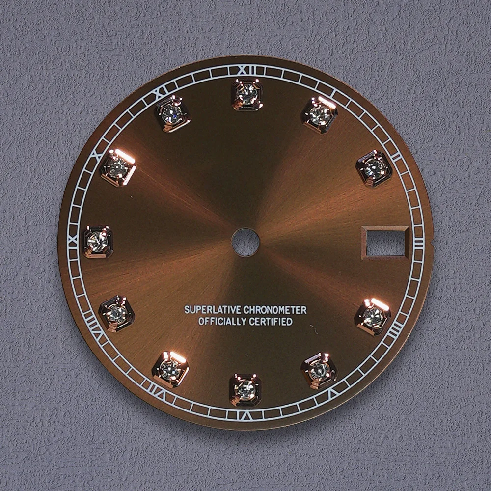Фото Nh35 Dial S Logo 28,5 мм Алмазный циферблат без светящегося подходит для механизмов NH35 NH36 Инструмент для ремонта аксессуаров для часов №3