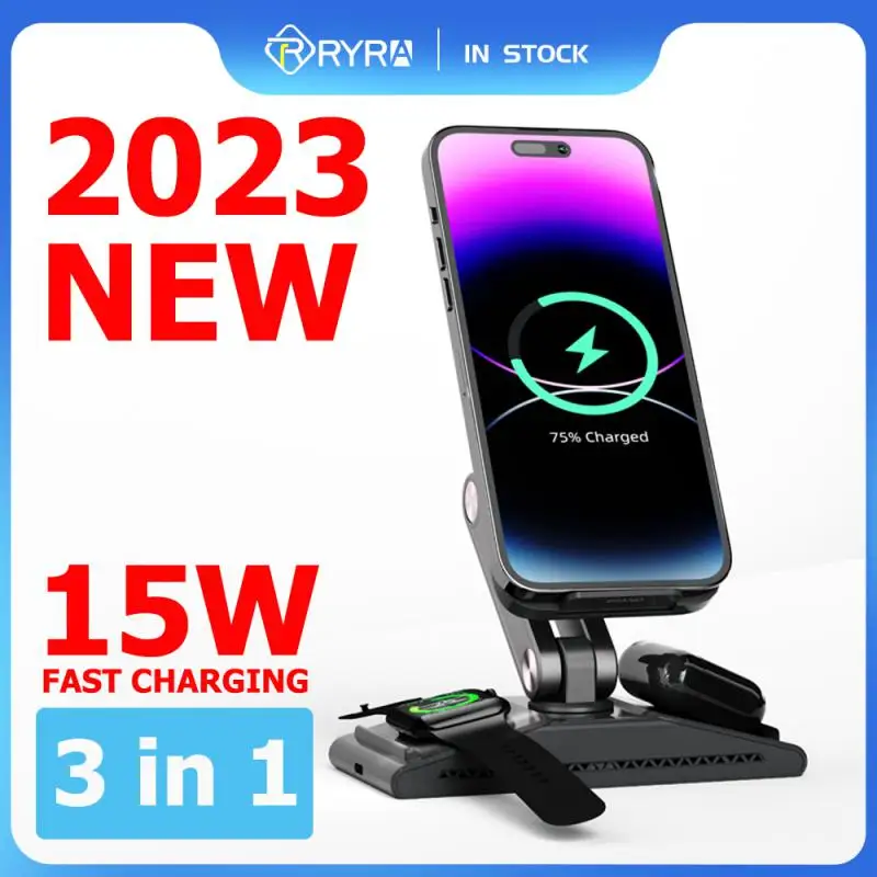 

RYRA 15W Fast 3-in-1 Wireless Charger For Samsung S22 S21 Charging Stand For IPhone 14 13 12 11 Apple Watch 8 7 6 IWatch Airpods