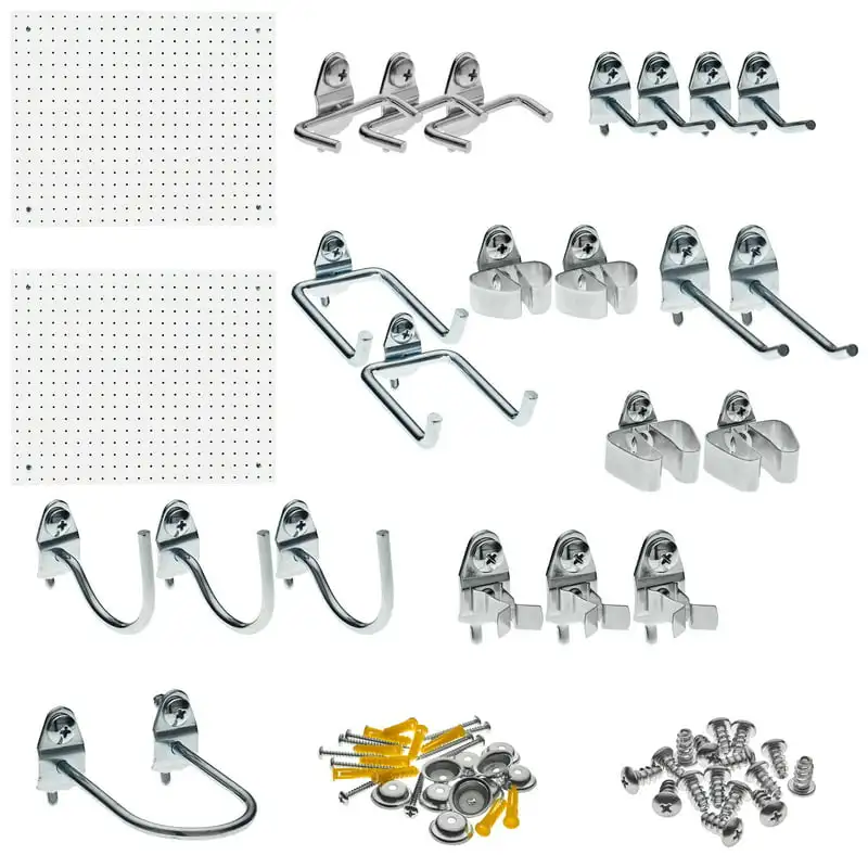

Polypropylene Pegboard & Hook Assortment, Two Pegboards and 22 Steel Hooks