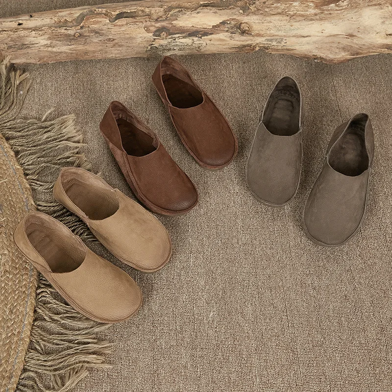 ALA Rising | Винтажная обувь из натуральной кожи для женщин 2024 новый стиль простая