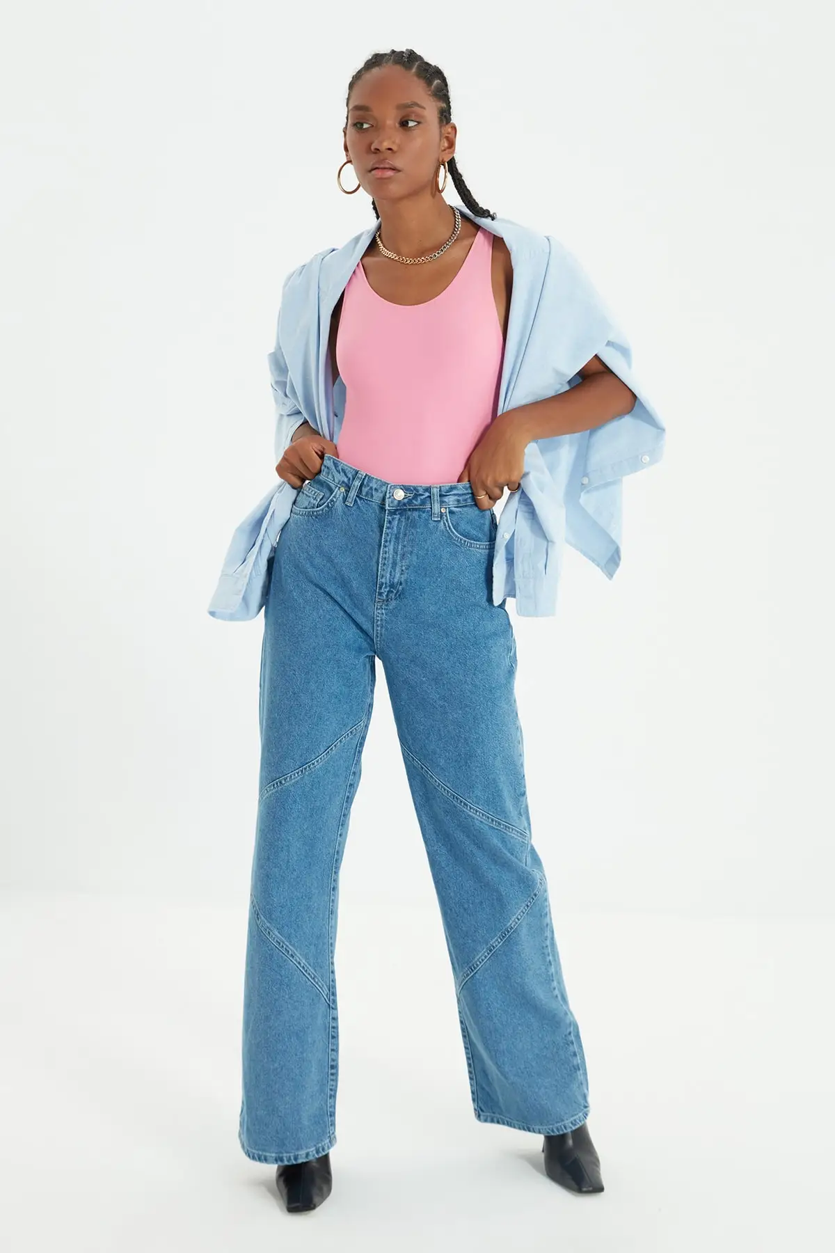 

Trendyol Stitch Detail High Bel Wide Leg Jeans TWOAW22JE0244
