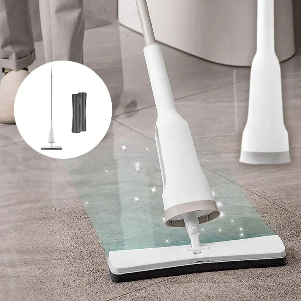 

Wet and Dry Use Free Hand Washing Flat Mop Stainless Steel with 2 Sponge Mop Heads 360°Rotating Magic Mop Removable