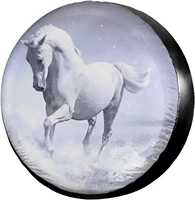 white horse take shower spare tire cover polyester sunscreen waterproof wheel covers for jeep trailer rv suv truck many vehicles