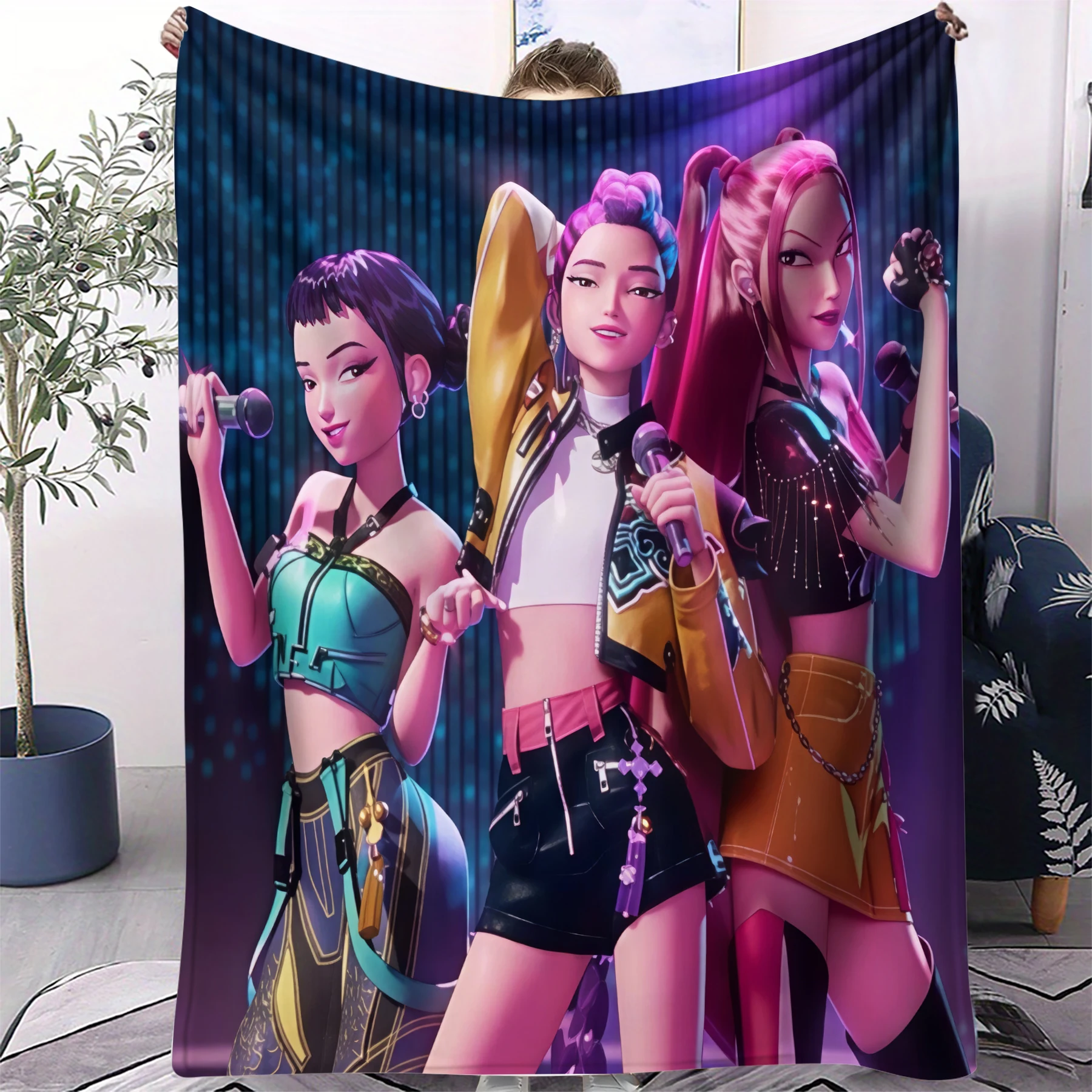 

Мягкое Фланелевое Одеяло-плед K Pop Demon Hunter, Многофункциональное, Декоративное, Универсальное, В Клетку, Подарки Для Фан...