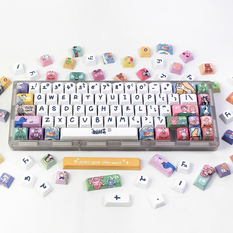 

Personalized hand-drawn keycaps creative illustration characters cartoon keycaps PBT heat sublimation mechanical keyboard caps
