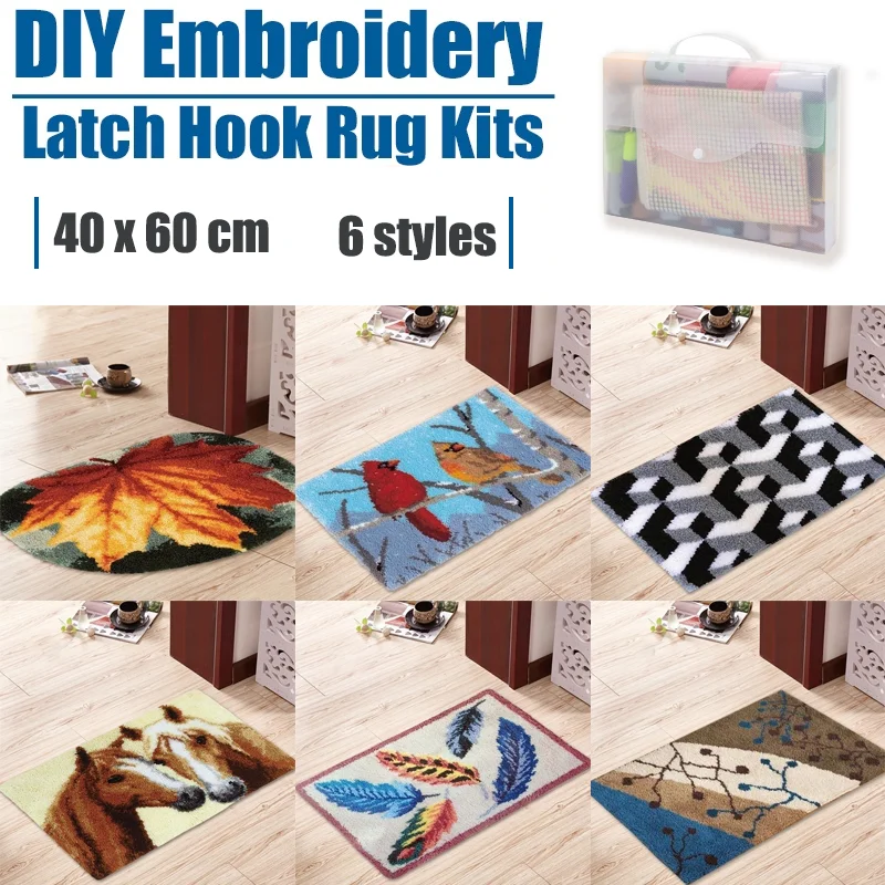 

MLADEN Latch Hook Rug Kit DIY Crochet Yarn Carpet Hooking Craft Kit with Color Preprinted Canvas 40 x 60 cm