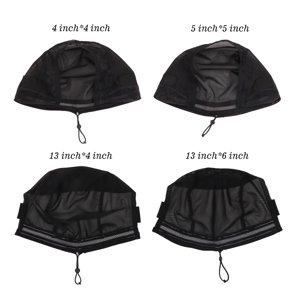 Фото Nunify Черный 4X4 13X4 Кепка для изготовления парика Невидимый кружевной край Регулируемая кружевная шапочка для парика с шнурком с силиконовой нескользящей лентой для парика №3