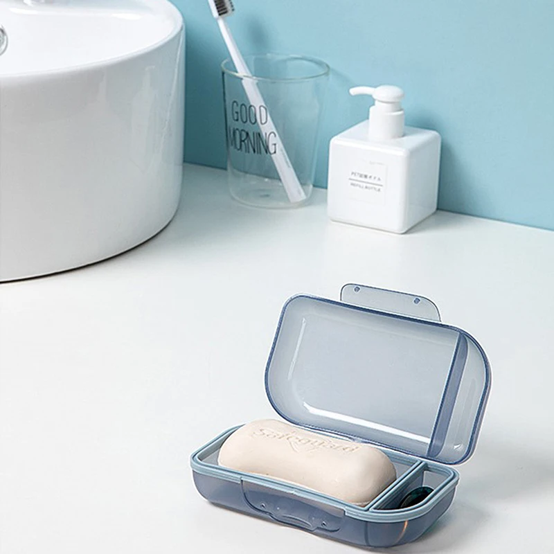 

Portable Sealed Round Shampoo Bar Soap Holder Box Case Container Home Travel