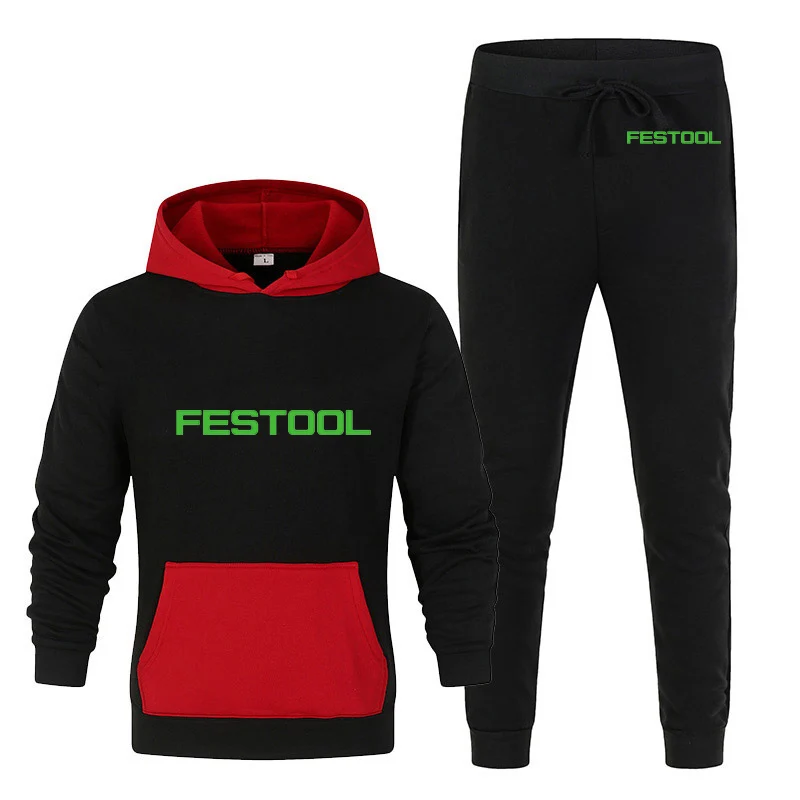 

2023 Festool Tools Men's New Fashion Casual Splicing Jogger Sportswear Tracksuits Hoodies Pullover Top+Pant Sport Suits Clothing