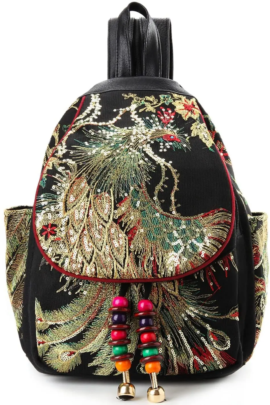 

Китайская национальная винтажная сумка с вышитыми блестками Феникс, женский модный рюкзак для девочек, рюкзак, дорожная холщовая школьная сумка на плечо