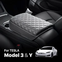center console cover for tesla model 3y faux leather car armrest cushion scratch resistant protector more comfortable driving