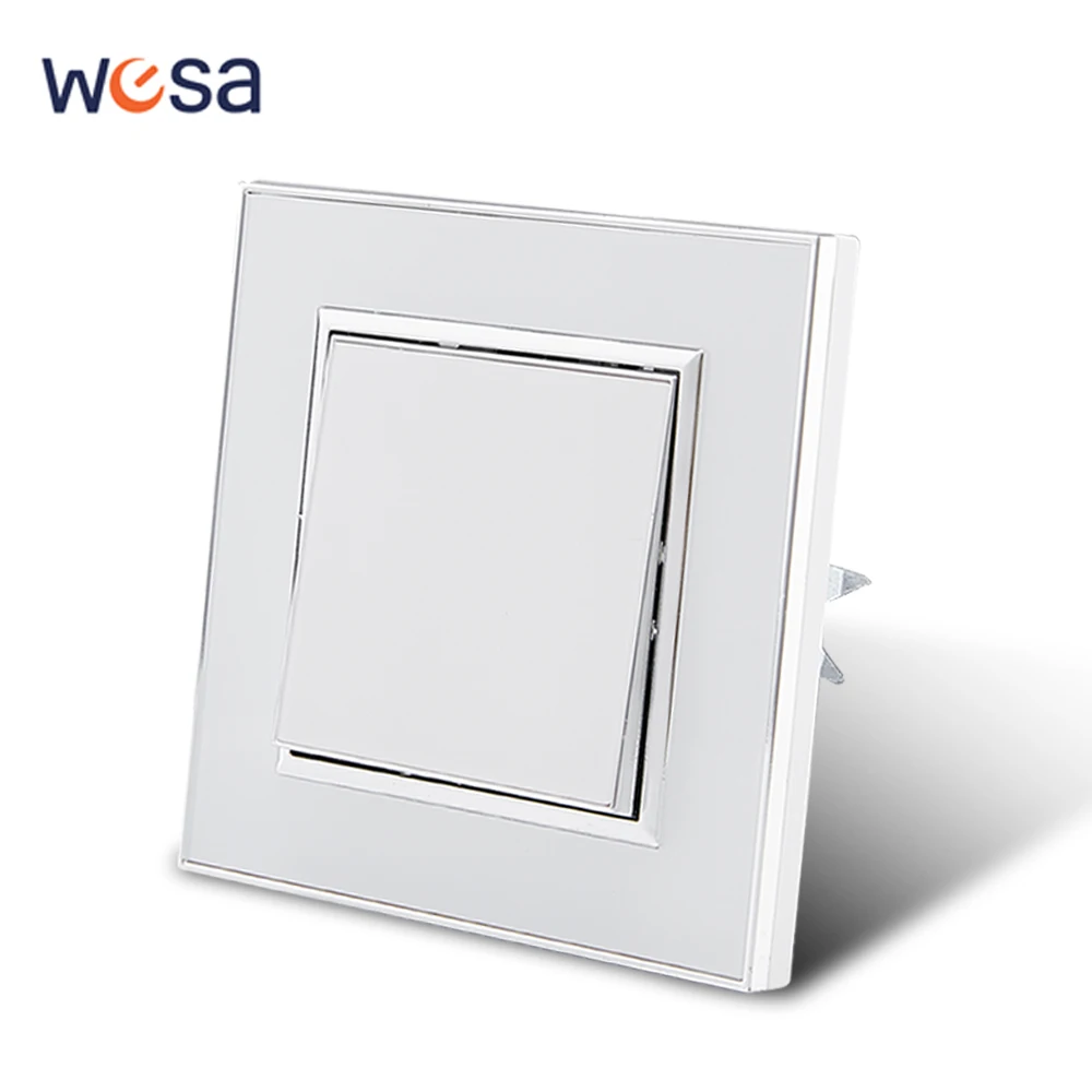 

WESA White Mirror Acrylic Wall Switch Flame retardant Panel 1 Gang 1 Way Wall Rocker Switch On / Off 16A AC 250V 86mm*86mm News