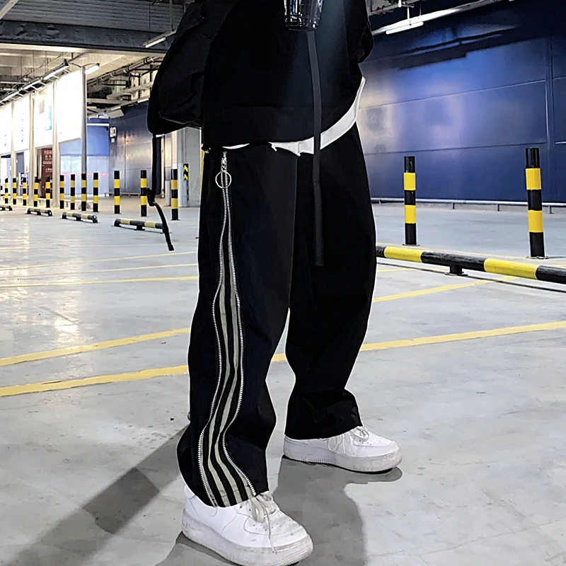 2022 Fashion Casual New Autumn Wide Leg Pants For Men Women High Street Loose Wide Leg Pants Casual Striped three-bar sweatpants